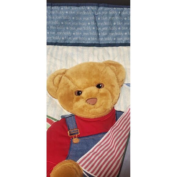 VTG Baby Quilt by BJT Blue Jean Teddy Bear 3D Plush Teddy Boat/Bike/Plane/Car - Picture 4 of 13